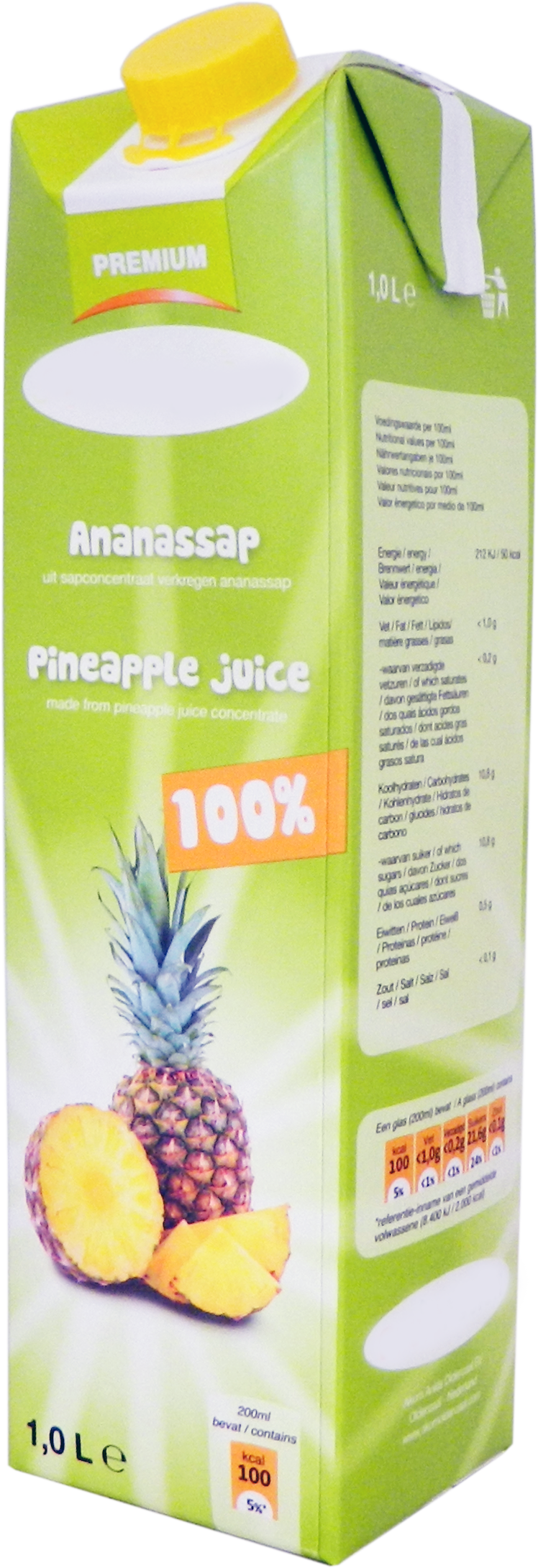 Premium Ananassap 1,0 liter
